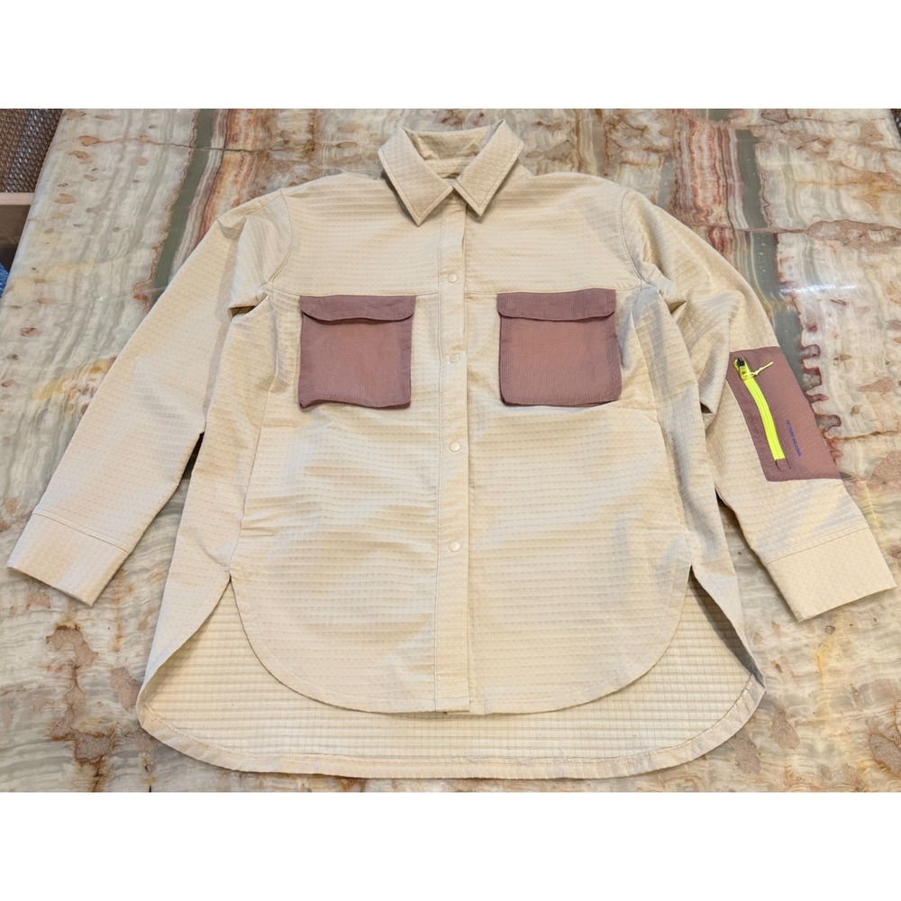 Lululemon Womens Grid Fleece Hiking Overshirt‎ Pink Clay Hi Low Long Sleeve 6